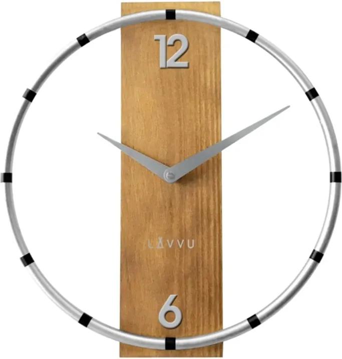 Ceas de perete Lavvu Compass Wood argintiu, diam. 31 cm