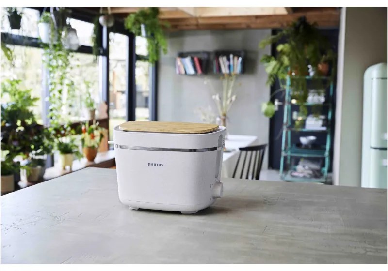 Toaster Philips HD2640/10 Conscious collection, 830 W, Pentru 2 felii, 8 niveluri de coacere, Tavă de firimituri, Dezghețare, Reîncălzire, Alb mat