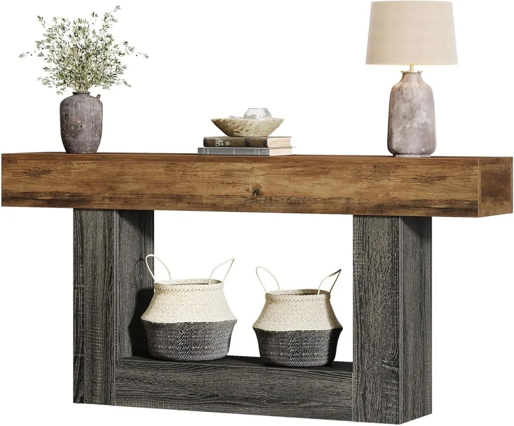 MAM4 - Masa Consola, 160 cm, masuta hol, living, dining, dormitor - Maro - Negru / Maro