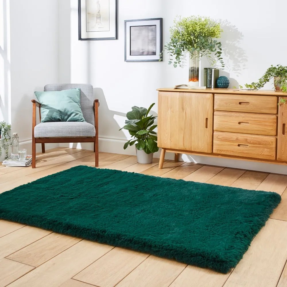 Covor Think Rugs Super Teddy, 120 x 170 cm, verde smarald