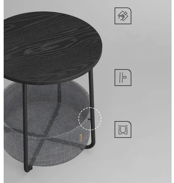 Măsuță laterală NOIRA, negru/gri