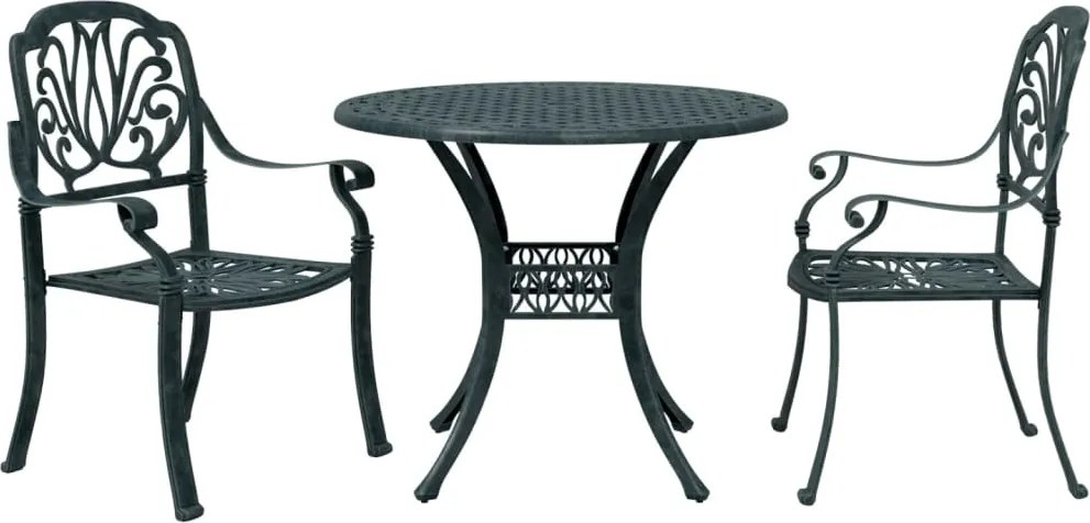 vidaXL Set bistro din 3 piese, cadru din aluminiu, Verde