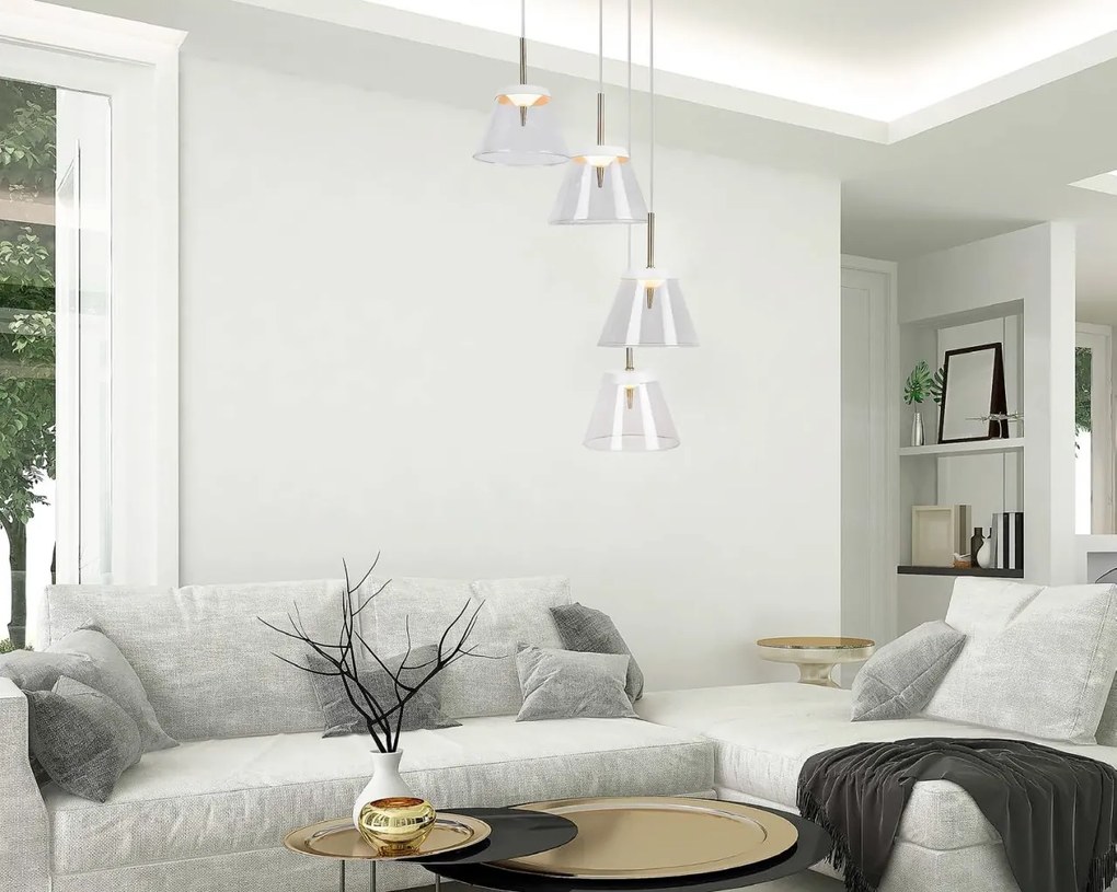 Lustra LED cu 3 pendule din metal finisaj bronz si alb AVIANA 5032 RX