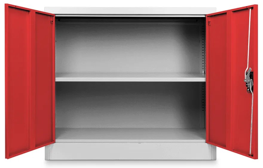 Dulap metalic universal jos 90 x 40 x 80 cm, încuietoare cilindrică, roșu - ral 3000