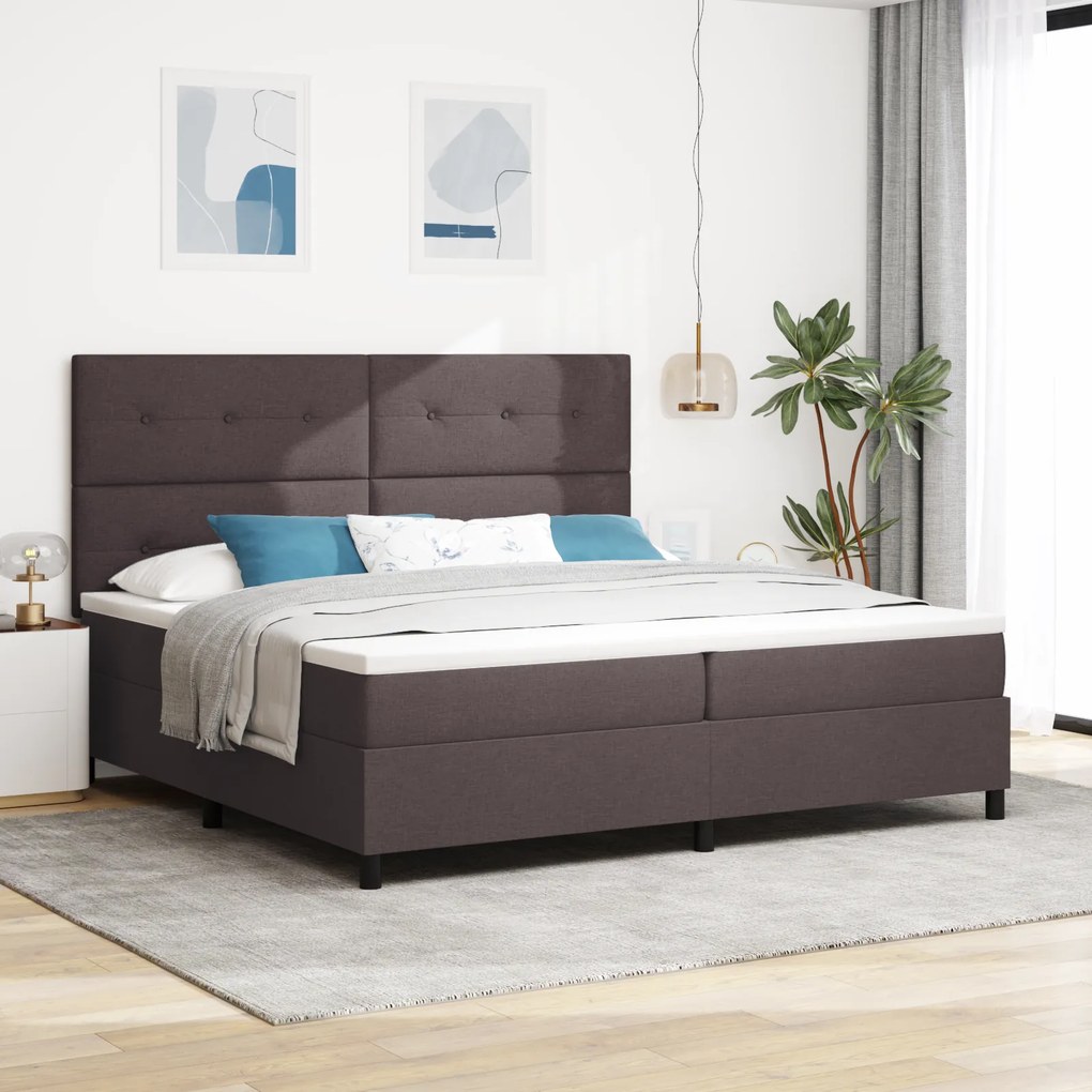 vidaXL Pat cu arcuri și saltea LED - Maro închis, 200 x 200 cm