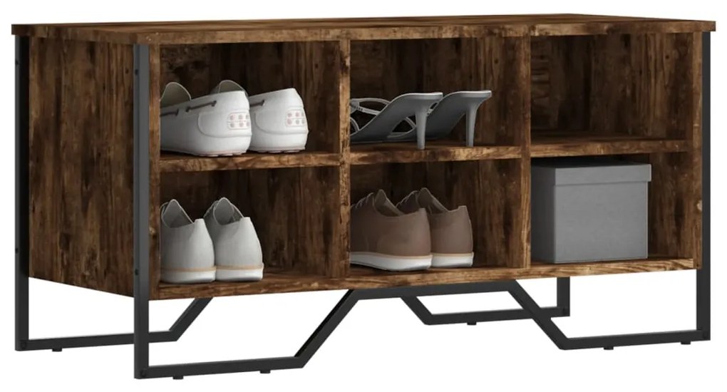 vidaXL Pantofar, stejar fumuriu, 90x38x45,5 cm, lemn compozit
