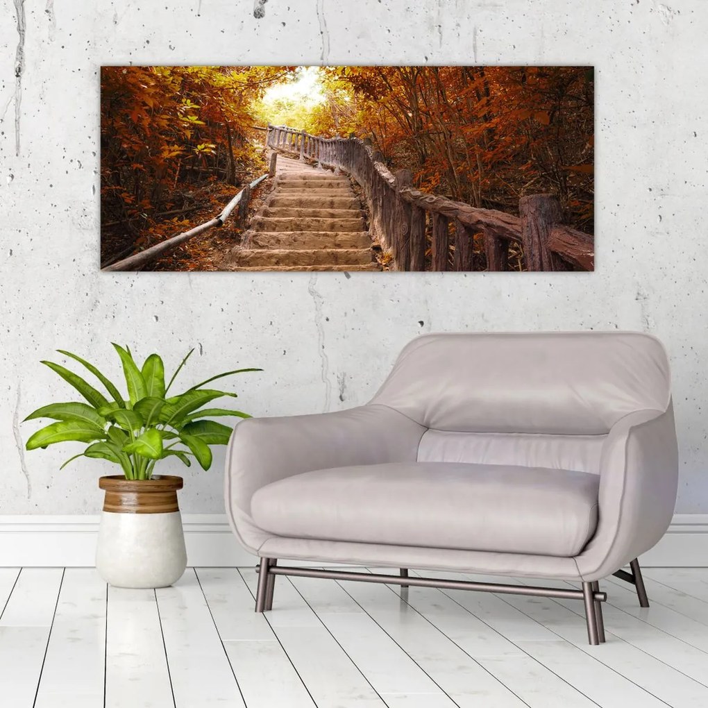 Tablou - Scări în natură în toamnă (120x50 cm)