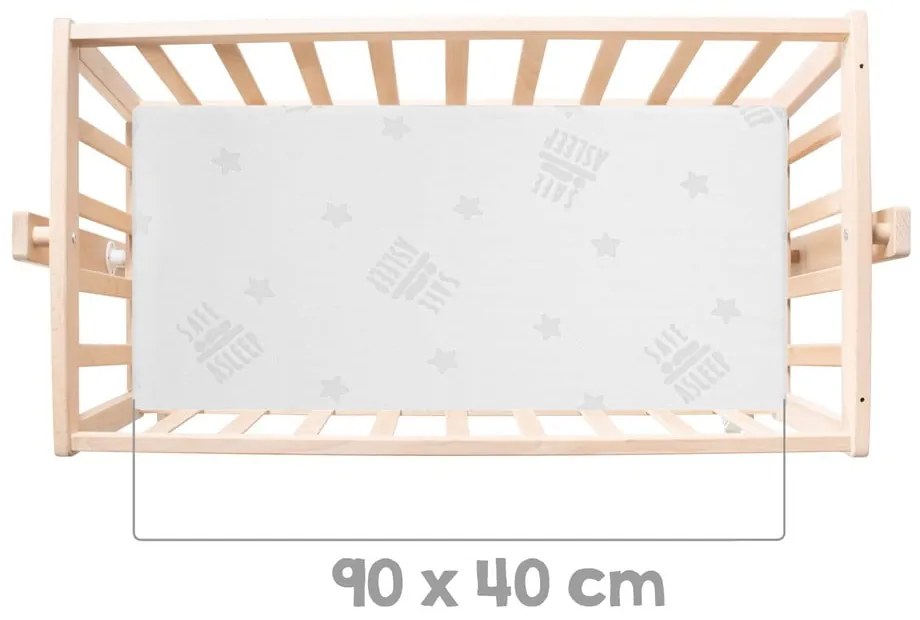 Pătuț leagăn în culoare naturală din lemn de fag cu roți/cu baldachin 40x90 cm – Roba
