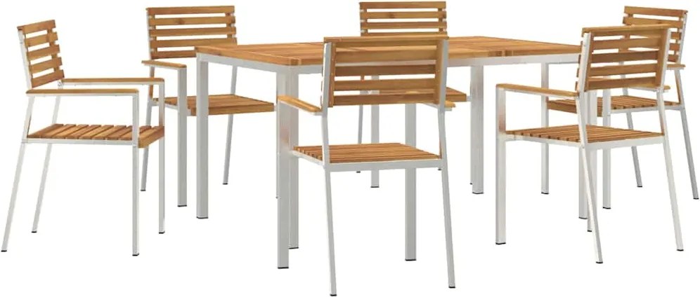 vidaXL Set de masă pentru grădină 7 pcs Maro Lemn Solid de Acacia