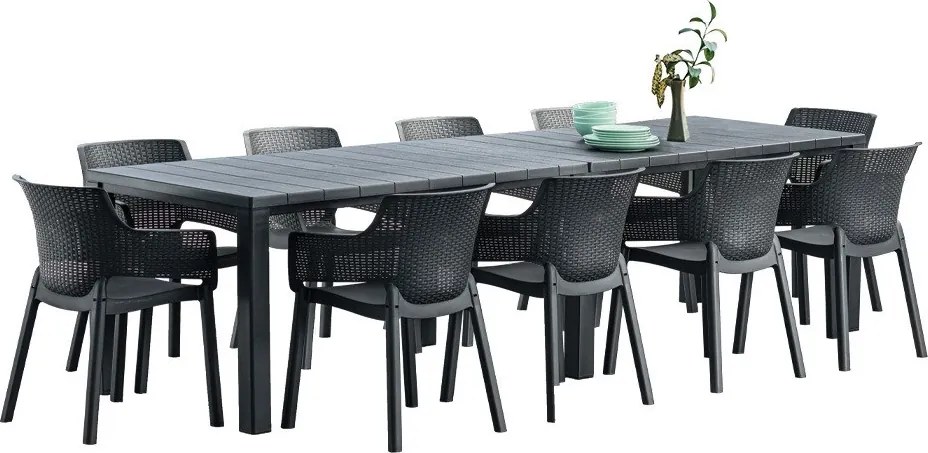 Set de mobilier de grădină Jueva cu 10 locuri, grafit