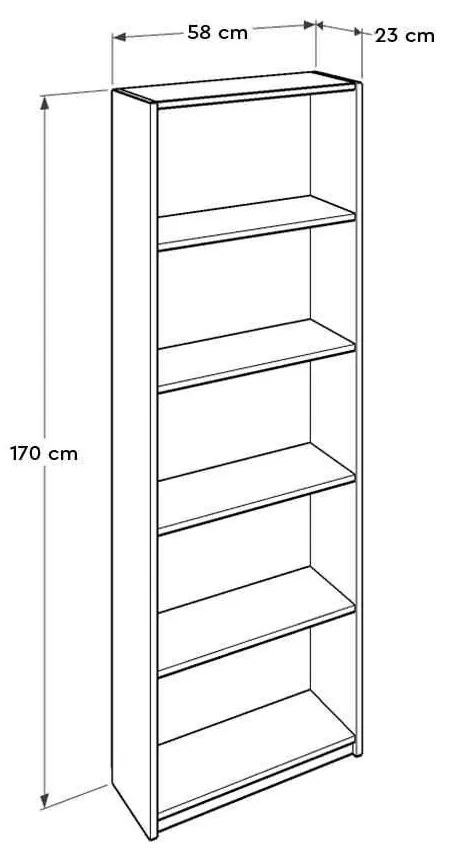 Biblioteca Adore Nurdan, 5 rafturi, 58 x 170 x 23 cm