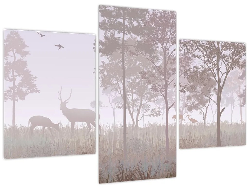 Tablou - Pădure,monocrom (90x60 cm)