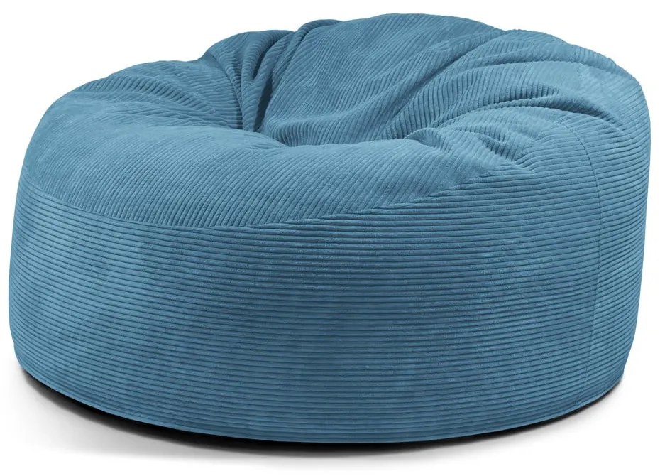 Fotoliu bean bag albastru cu tapițerie din catifea reiată Om 135 – SLOWDOWN