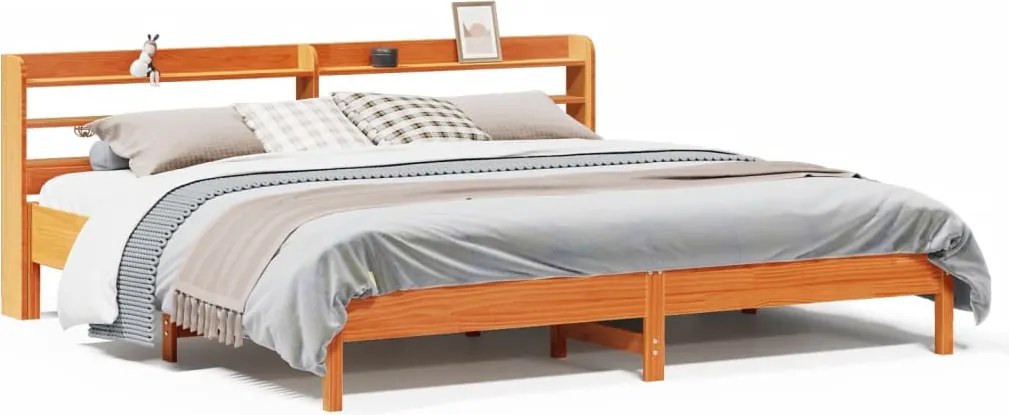 vidaXL Cadru de pat fără saltea, maro ceruit 180x200 cm lemn masiv pin