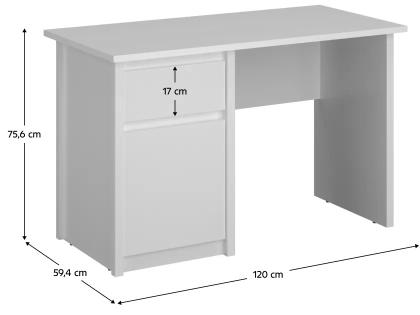 Masa PC 1D1S 120, alba, ERODIN