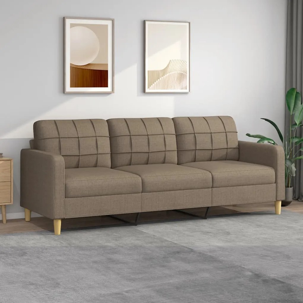 348636 vidaXL Canapea cu 3 locuri, taupe, 210 cm, material textil