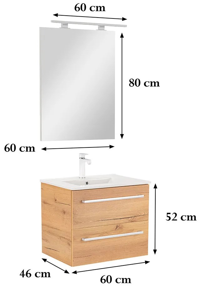 Mobilier complet de baie Vario Clam 60 stejar-stejar