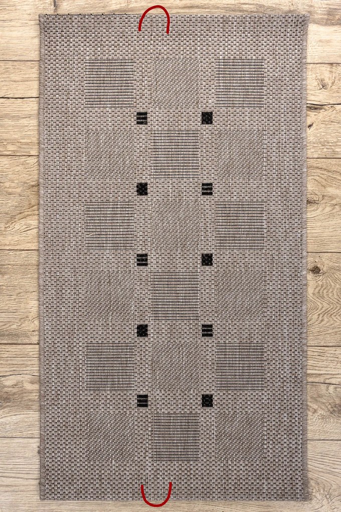 Covor sisal Floorlux 20079 Pătrat argintiu si negru - SECUNDAR-COTATI PRODUSUL