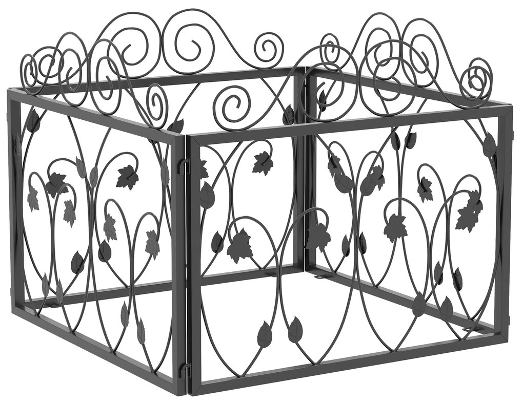 Outsunny Garduri pentru Grădină Exterioară de 4 Panouri 57x47,5 cm Garduri Decorative de Grădină din Oțel cu Unghi Ajustabil Negru | Aosom Romania