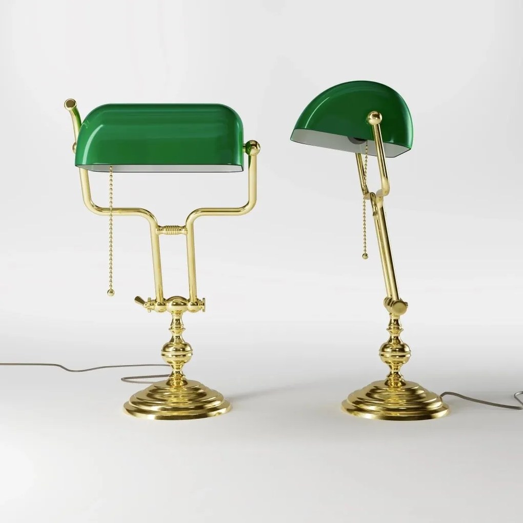 Lampa de birou din alama design clasic Compact Banker