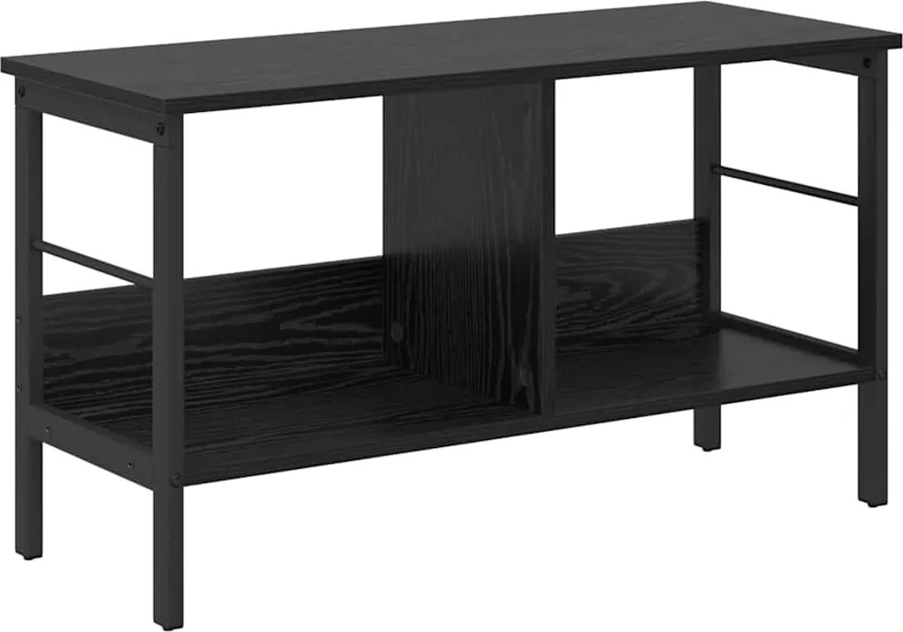 vidaXL Raft pentru cărți Stejar Negru 82 x 32 x 47 cm Lemn compozit