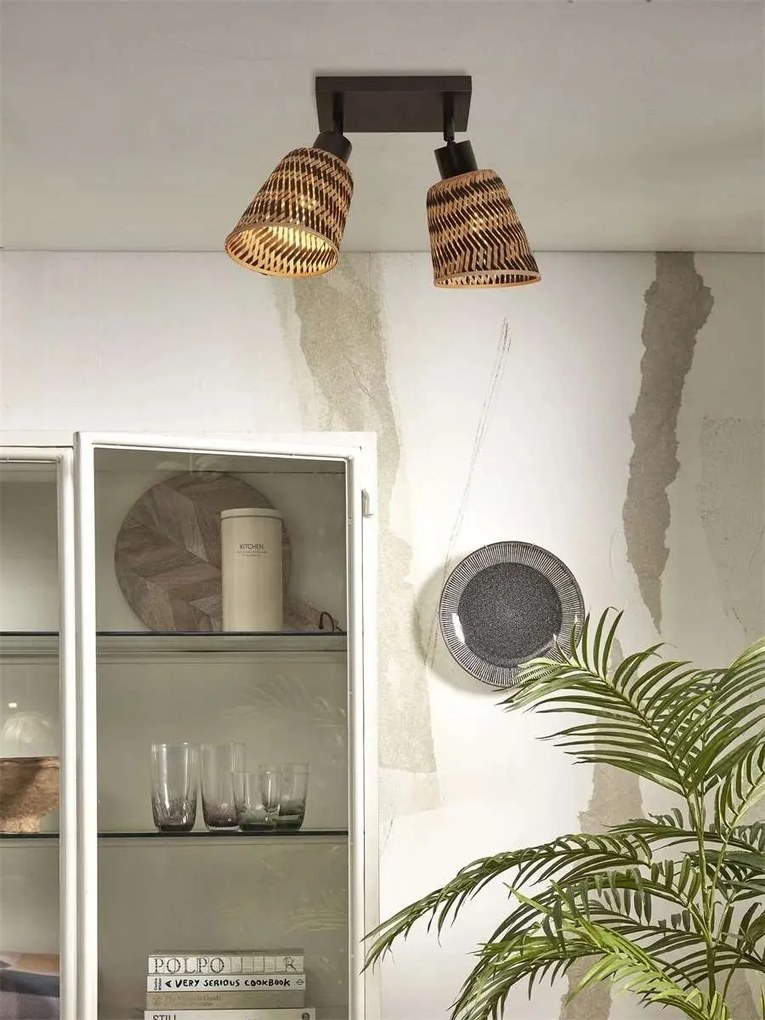 Plafoniera eco din bambus Java 2-Shade bl/15x17, bl./nat