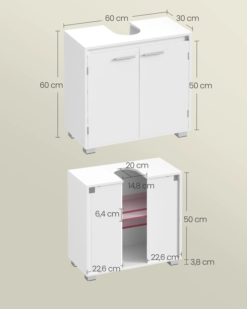 Dulapior pentru chiuveta LAVIXO 60 x 30 cm, alb