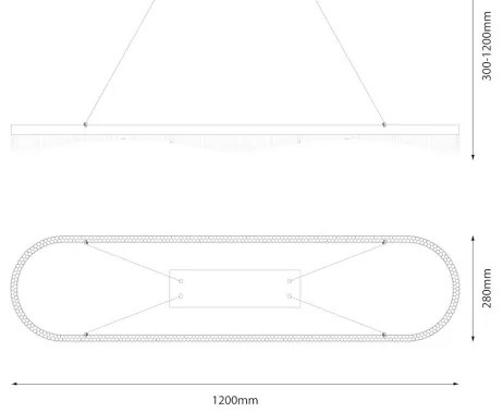 Candelabru LED suspendat pe cablu LED/45W/230V, auriu