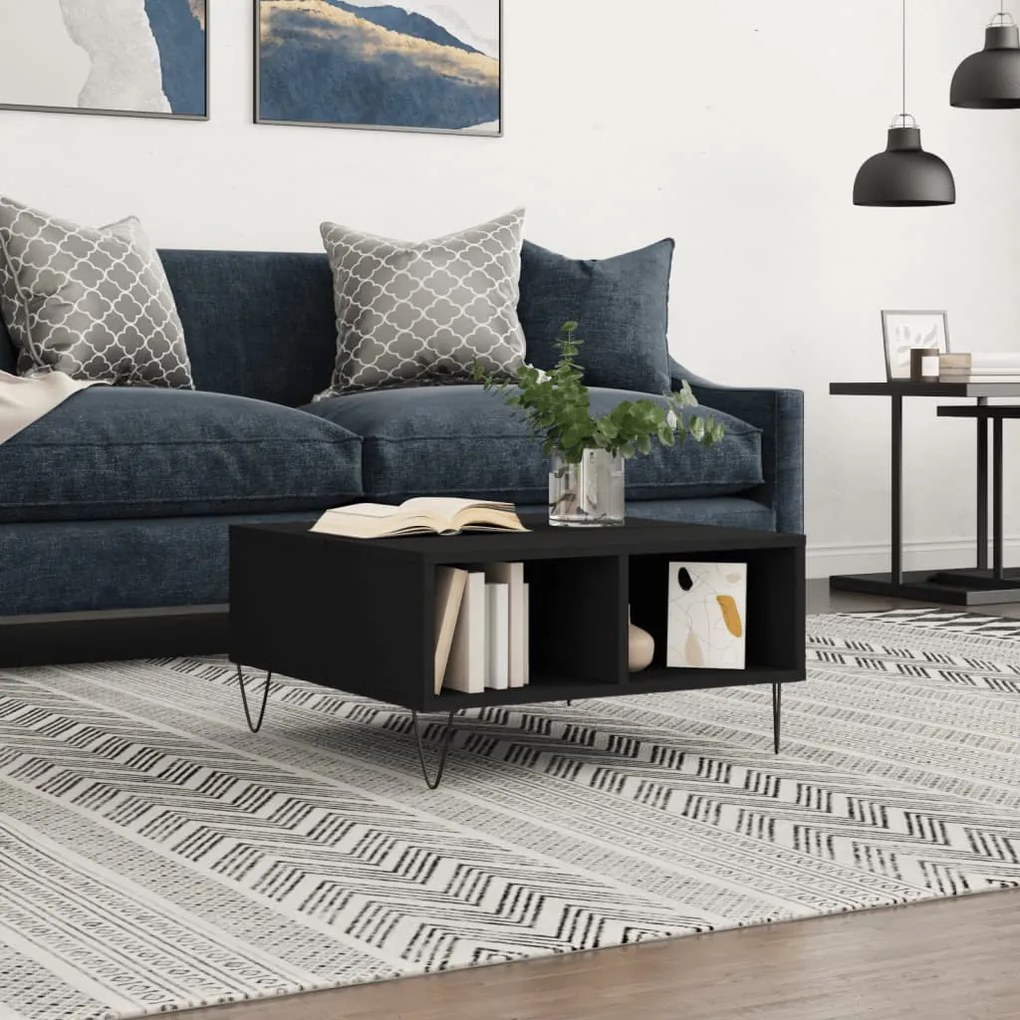 827037 vidaXL Masă de cafea, negru, 60x60x30 cm, lemn compozit