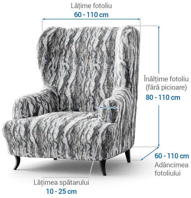 Huse bielastice OCEANO NOU gri-albăstrui fotoliu clasic (l. 60 - 110 cm)