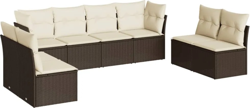 vidaXL Set canapele de grădină cu perne, 8 piese, maro, poliratan