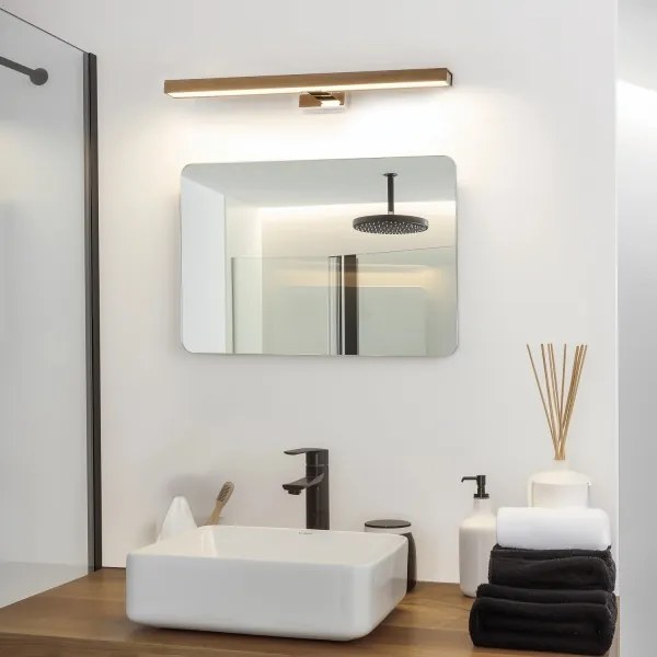 Aplică LED pentru oglindă de baie Brilagi WOODY MIRROR LED/12W/230V IP44 stejar/crom