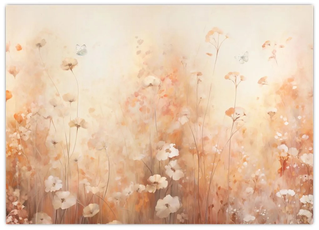 Tablou pe sticlă - Model de flori sălbatice (70x50 cm)