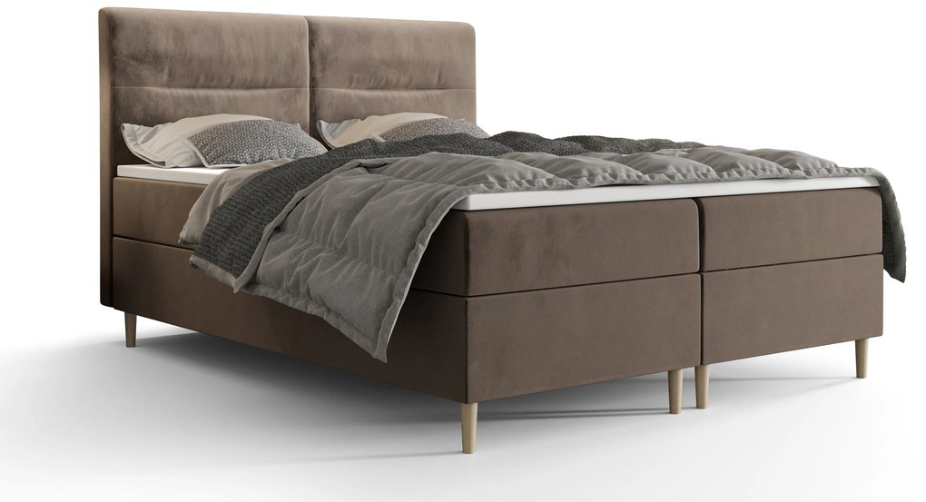 Pat matrimonial Boxspring 180 cm Saruta (maro) ( cu saltea și sp. depozitare). 1047386