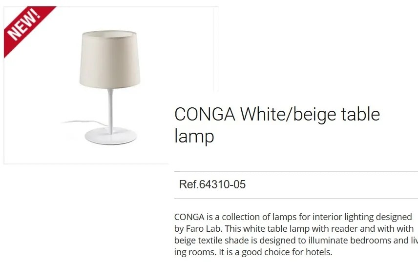 Veioza / Lampa de masa moderna design elegant CONGA alb/bej 64310-05