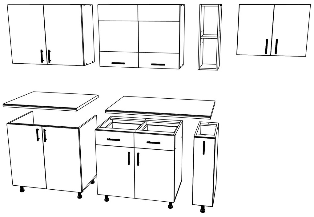 Set Bucatarie Karo V16, Antracit/Alb, Blat Thermo 28 mm, L 240 cm