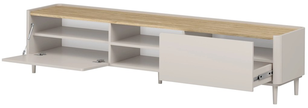 Comodă TV Elivo 220 cm pe picioare - cașmir / stejar uleiat