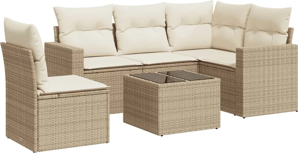 vidaXL Set canapele de grădină cu perne, 6 piese, bej, poliratan