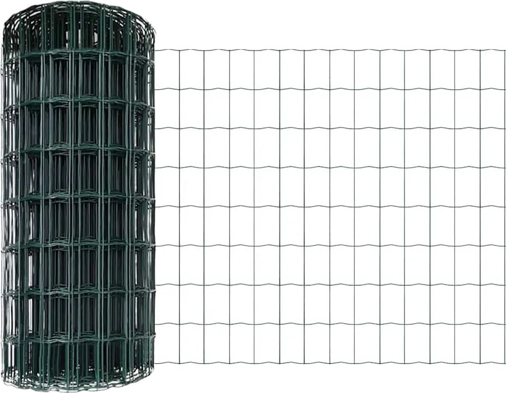 vidaXL Gard Euro Verde 0,6 x 25 m Fier acoperit cu PVC