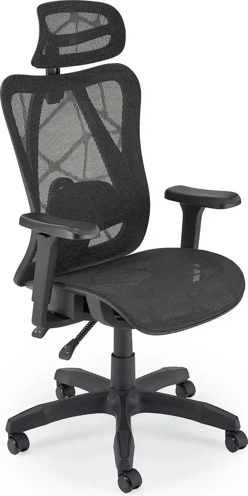 Scaun birou XERON, negru, plasa, 65x61x112/126 cm