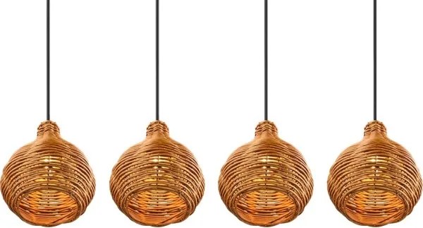 Reality SPROUT - Lustru suspendat pe cablu, 3x E14/40W/230V, maro/ratan