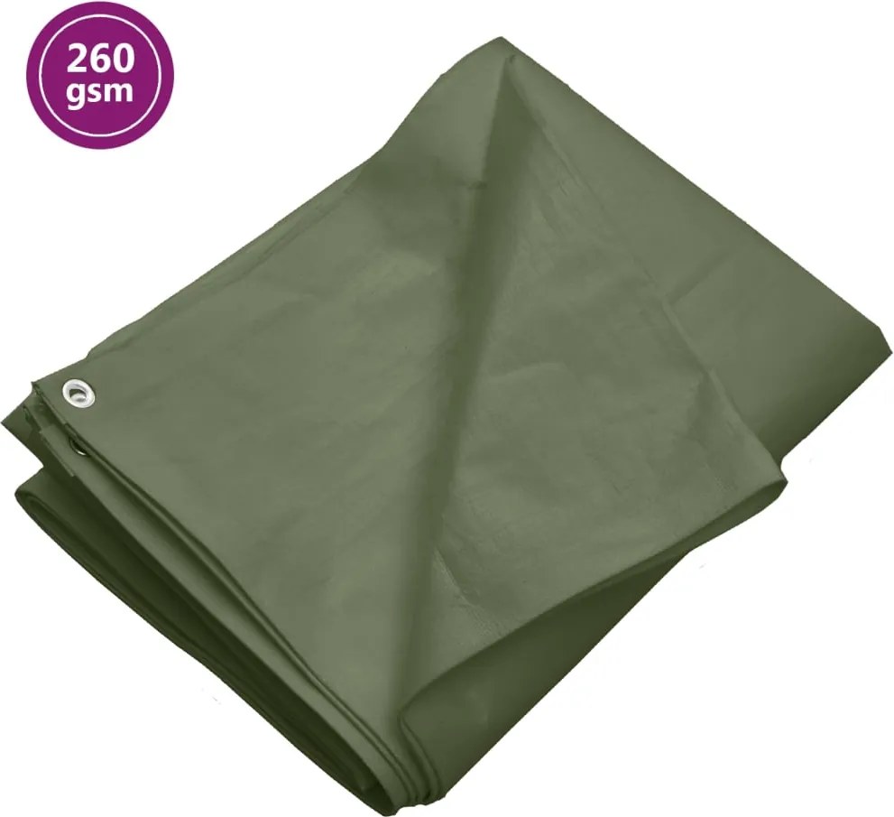 vidaXL Prelată 260 g/m², verde, 3x4 m, HDPE
