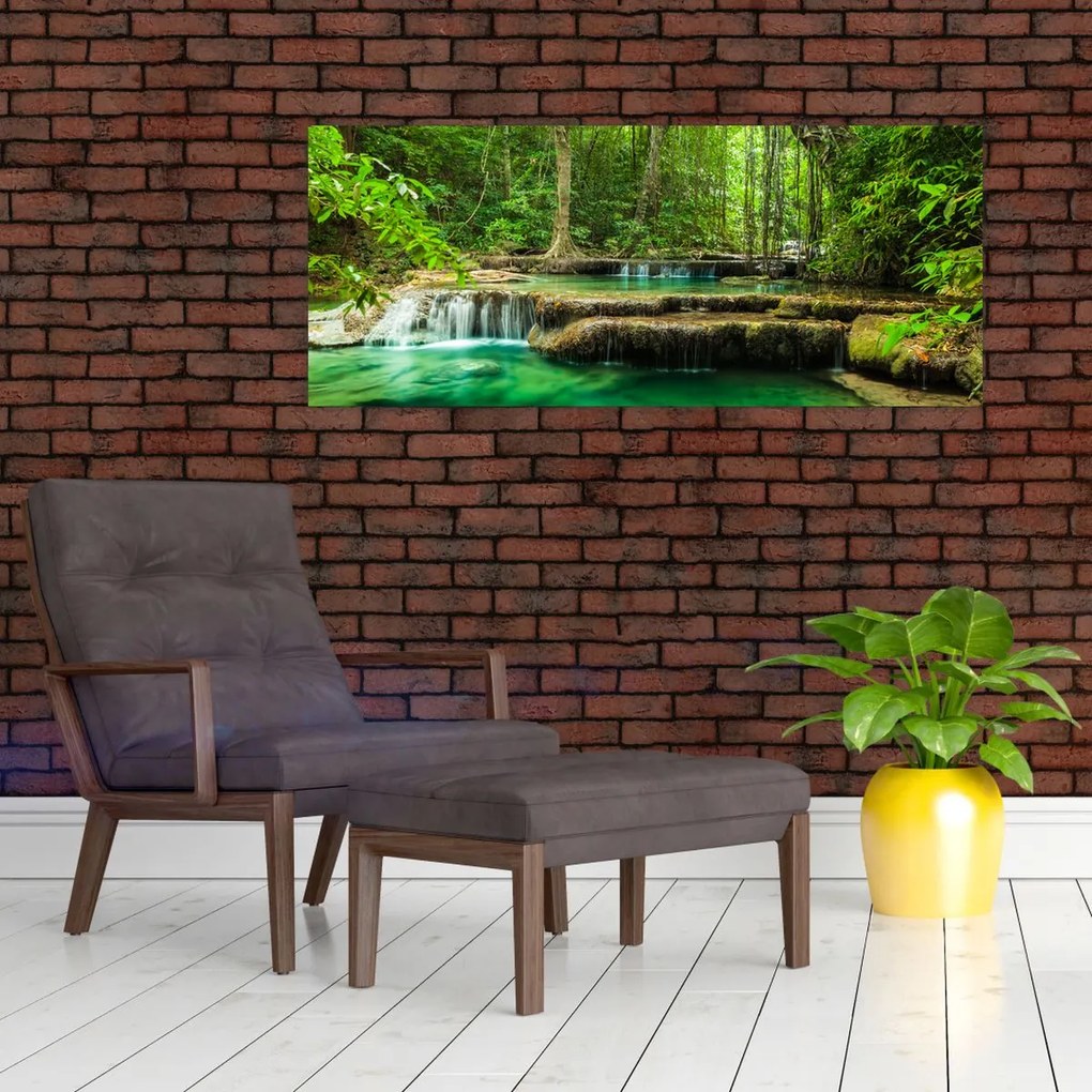 Tablou - Cascada verde (120x50 cm)