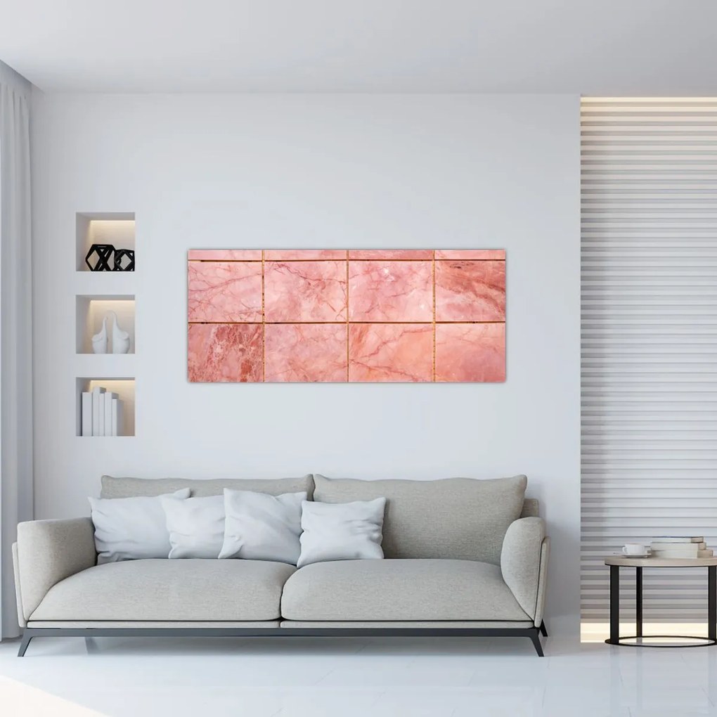 Tablou - Roz, gresie marmorată (120x50 cm)