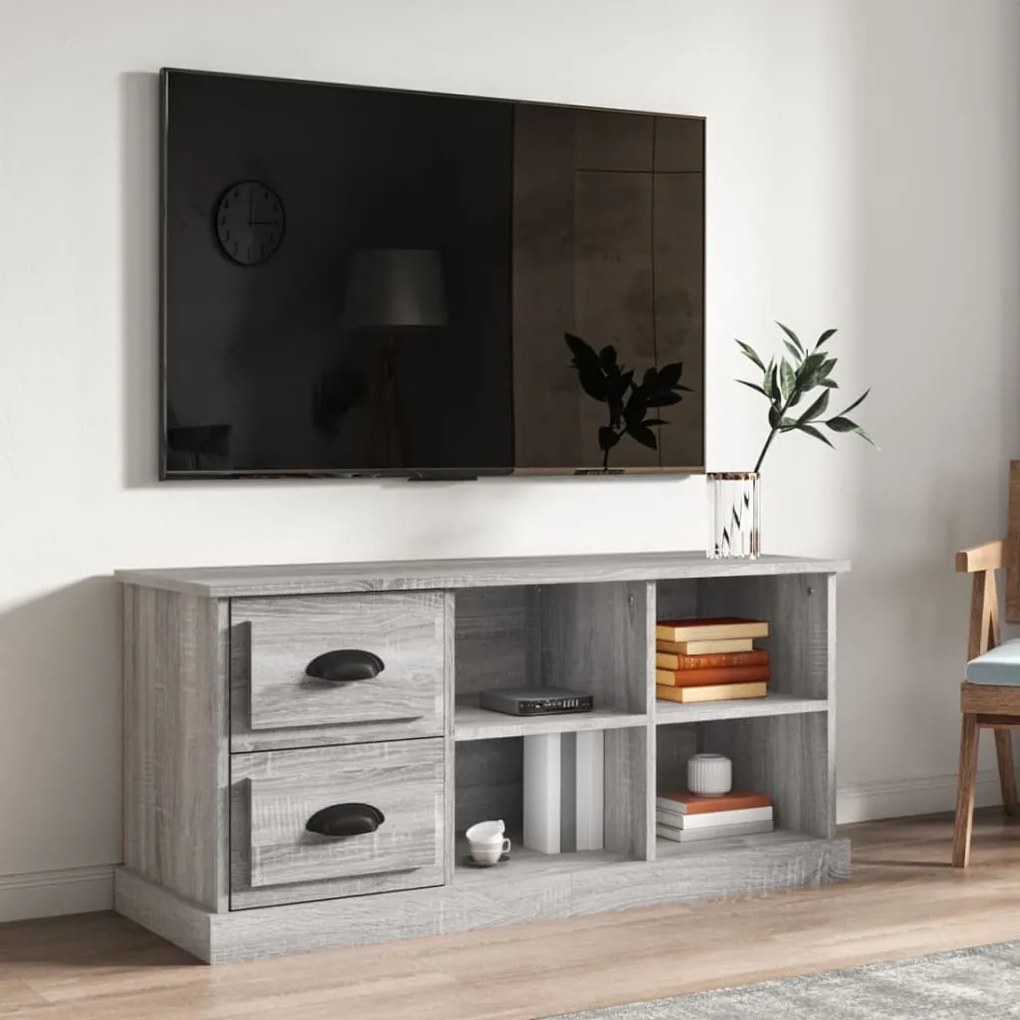 vidaXL Comodă TV, gri sonoma, 102x35,5x47,5 cm, lemn prelucrat