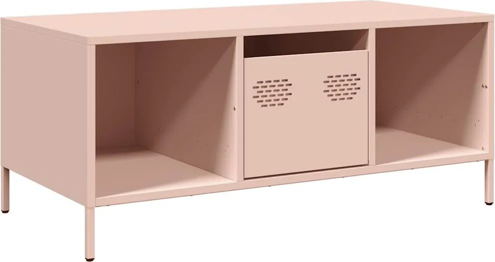 vidaXL Măsuță de cafea, Roz, 101,5x50x43,5 cm, oțel laminat la rece