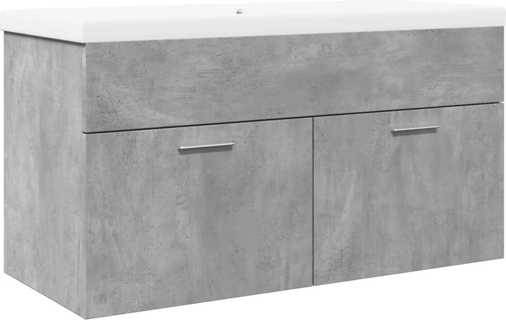 vidaXL Dulap pentru chiuvetă de baie, lavoar încorporat, gri beton