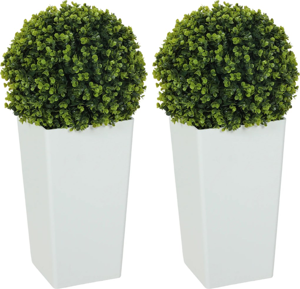 HOMCOM Set 2 bile artificiale eucalipt 65 cm plantă artificială cu protecție UV, 330 frunze în ghiveci, verde | Aosom Romania