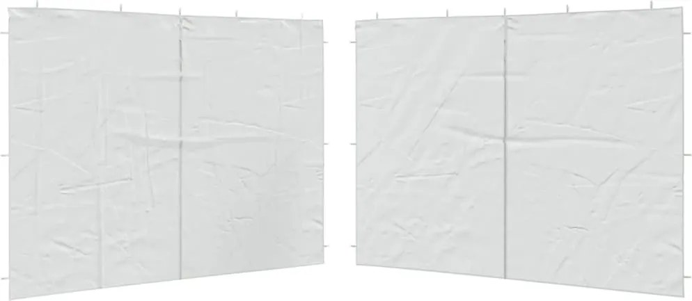 vidaXL Perete lateral cort petrecere, 2 buc., alb, PE, cu fermoar