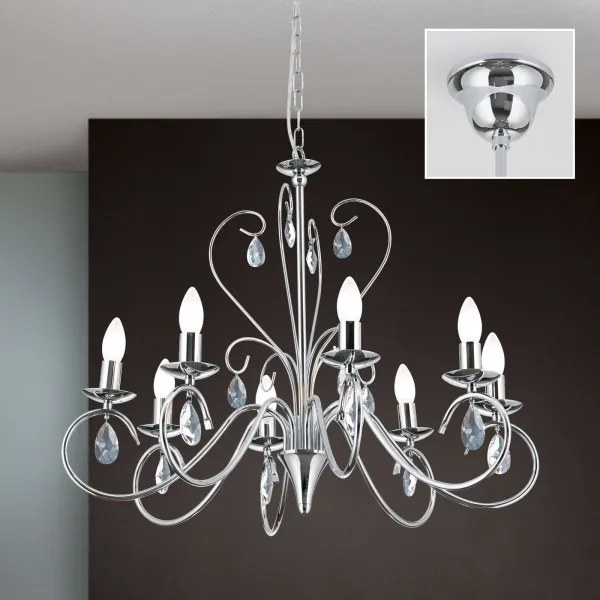 Lustră de cristal pe lanț Orion LU 1658/8 ALESSIA 8xE14/40W/230V crom lucios